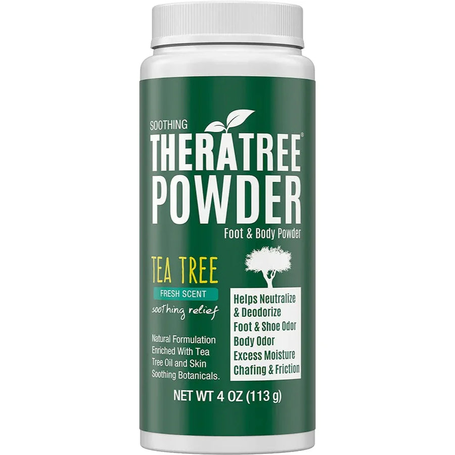 TheraTree Tea Tree Foot and Body Powder - talc-free with arrowroot, kaolin clay, and zinc oxide