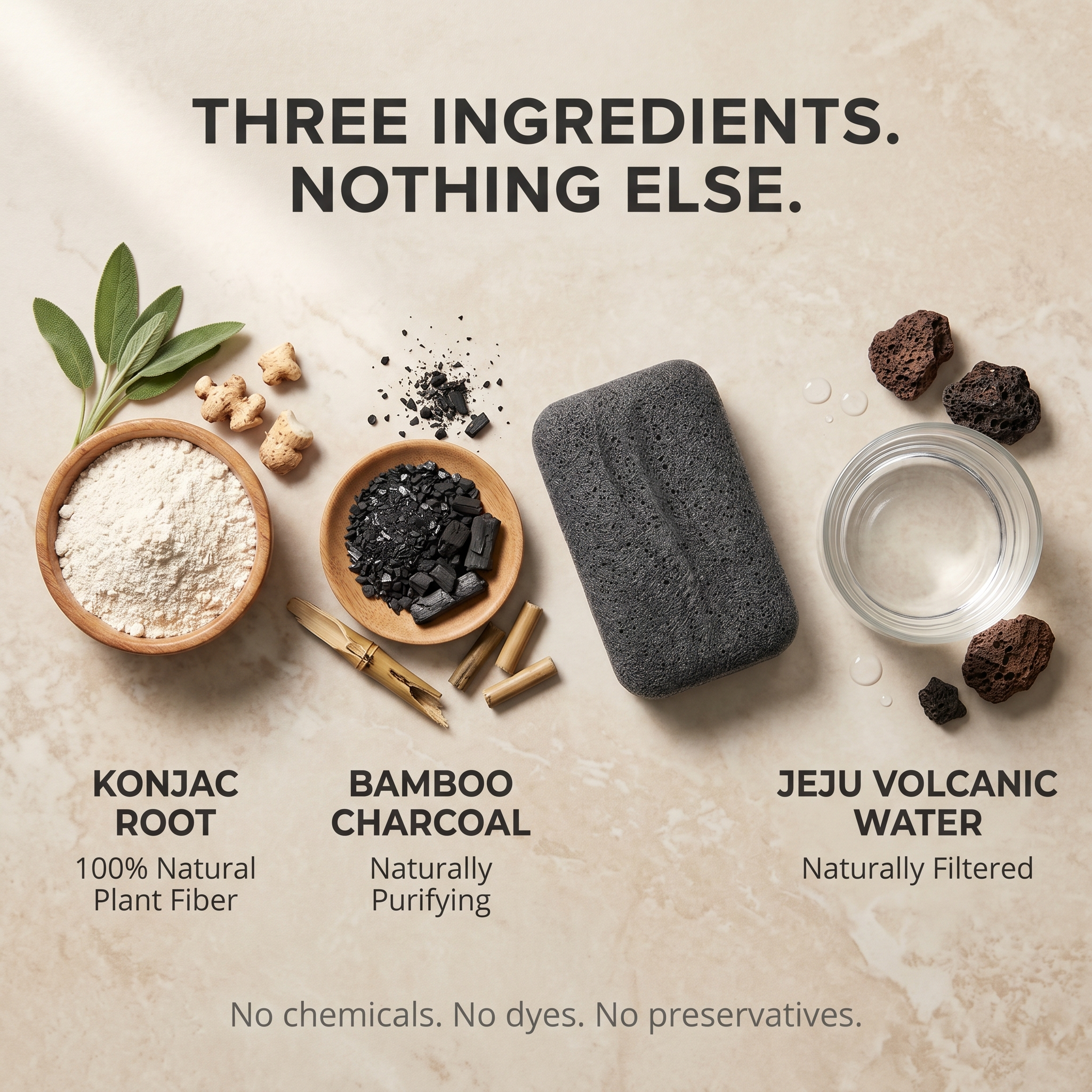 Konjac Sponge Bamboo Charcoal - Oleavine Beauty Professional | Face and Body Sponge | Deep Cleansing Natural Sponge | K-Beauty | Handmade in Jeju Korea | Oily Acne Prone Skin