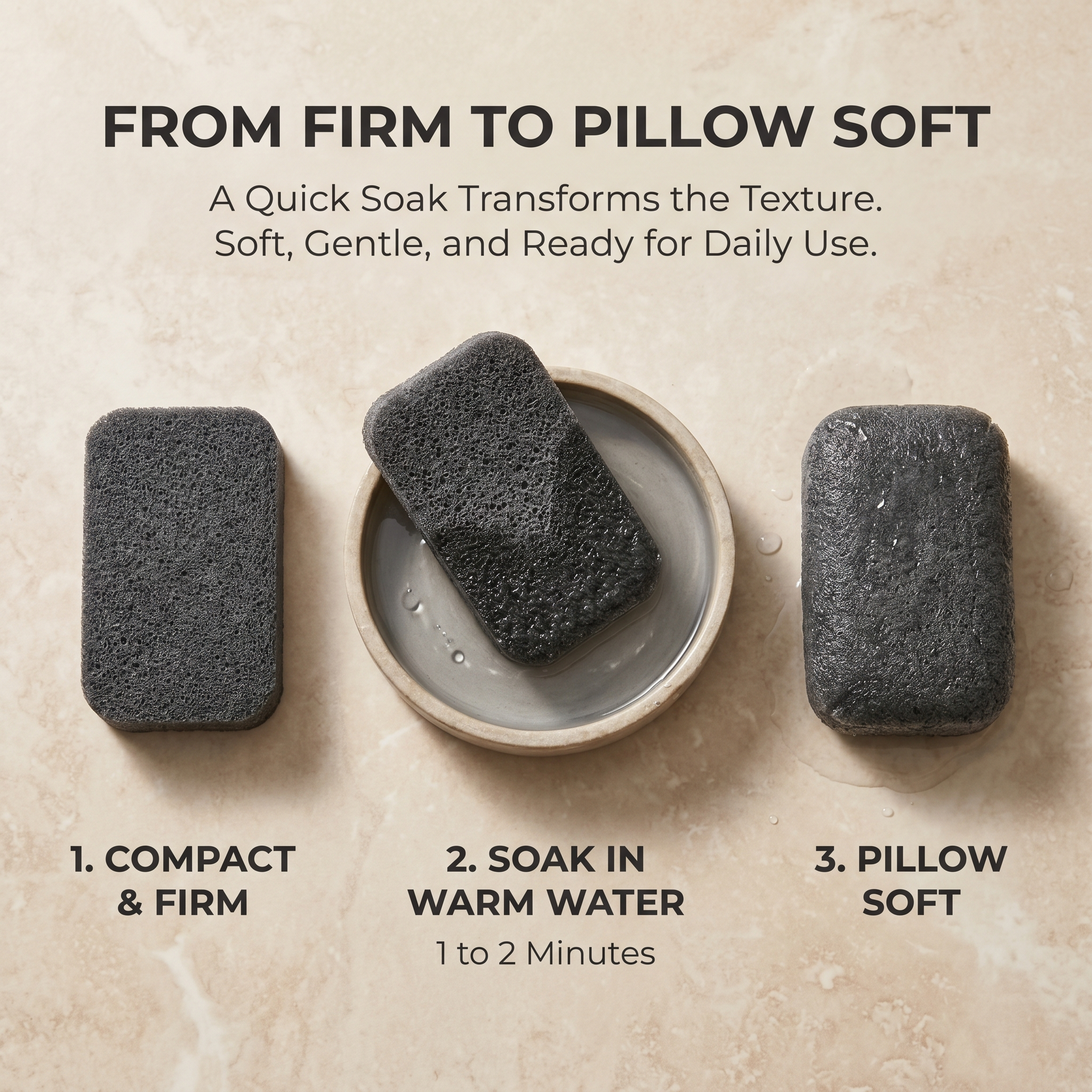 Konjac Sponge Bamboo Charcoal - Oleavine Beauty Professional | Face and Body Sponge | Deep Cleansing Natural Sponge | K-Beauty | Handmade in Jeju Korea | Oily Acne Prone Skin
