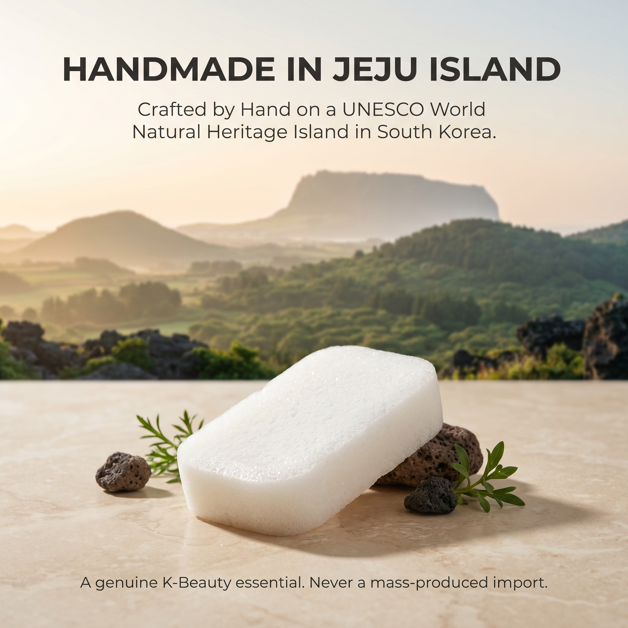 Konjac Sponge Bamboo - Oleavine Beauty Professional | Face and Body Sponge | Deep Cleansing Natural Sponge | K-Beauty | Handmade in Jeju Korea | Oily Acne Prone Skin (Pure)
