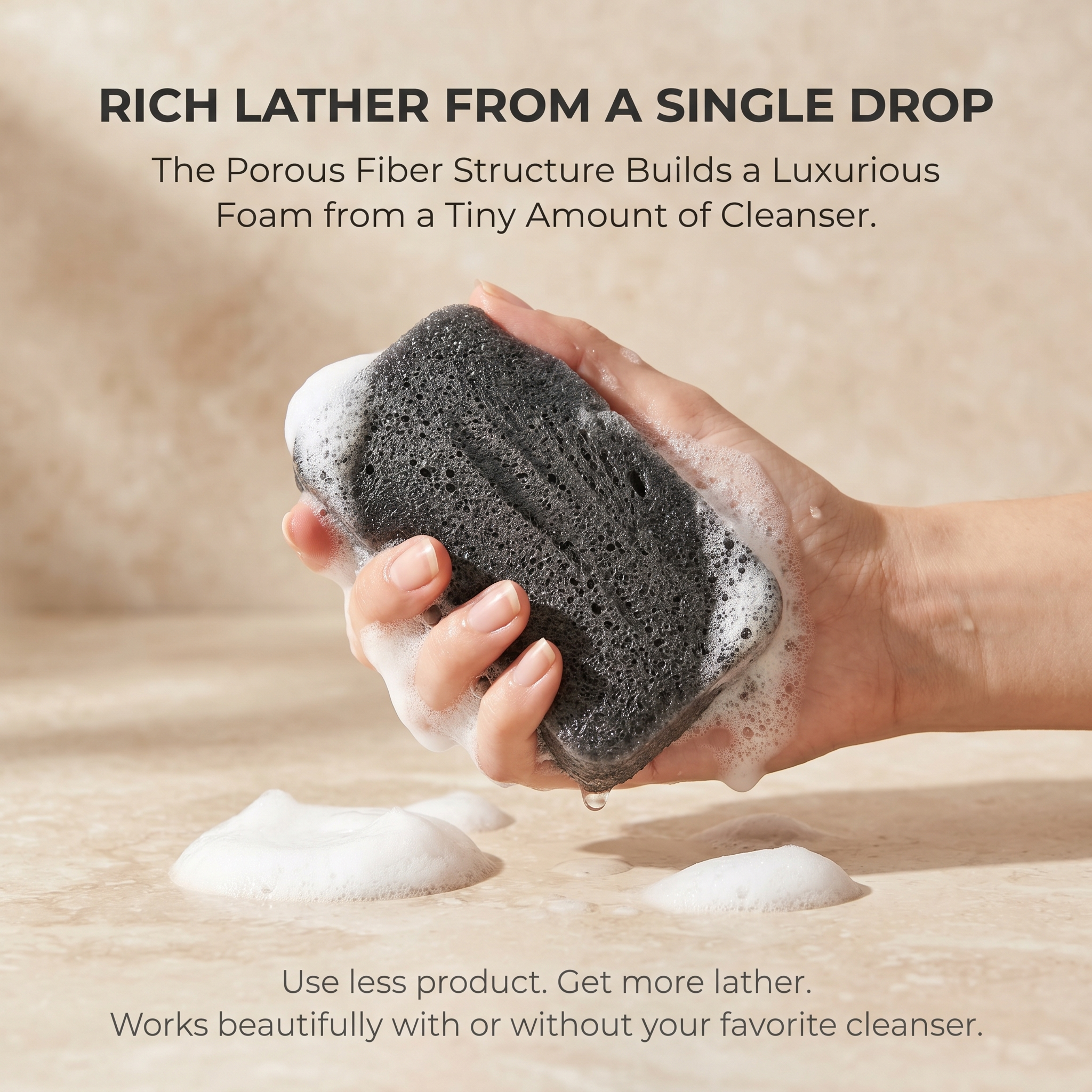 Konjac Sponge Bamboo Charcoal - Oleavine Beauty Professional | Face and Body Sponge | Deep Cleansing Natural Sponge | K-Beauty | Handmade in Jeju Korea | Oily Acne Prone Skin