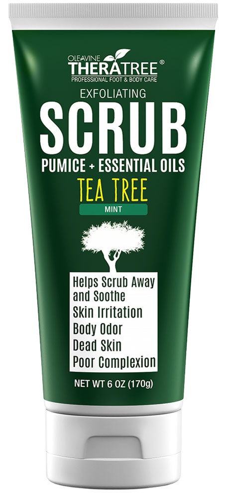 TheraTree Exfoliating Scrub with Bamboo Charcoal and Neem - body and foot scrub for acne and rough heels