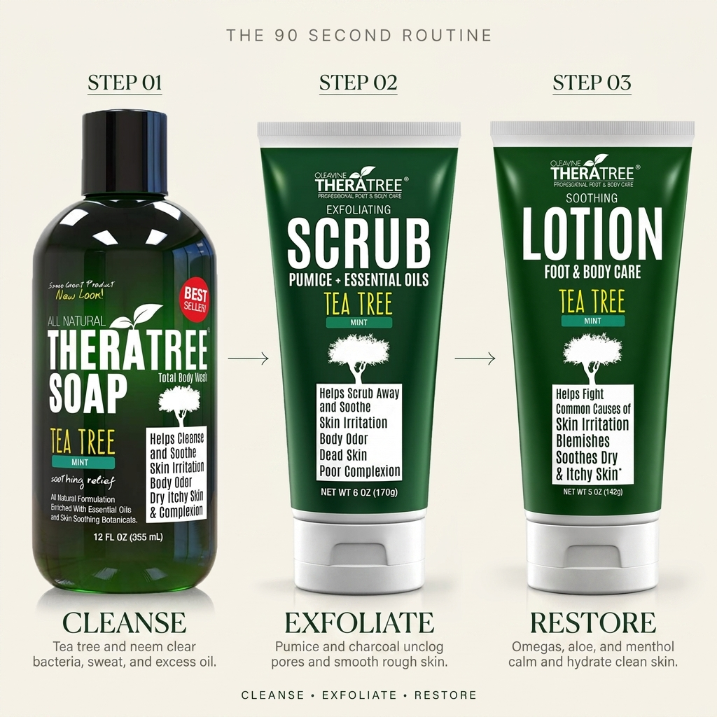 The TheraTree Trio - 90 second body care ritual visual